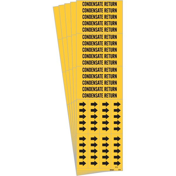 CONDENSATE RETURN Pipe Marker Sty 3C Arrows Polyester BK on YL 3 per Card, 5 PK